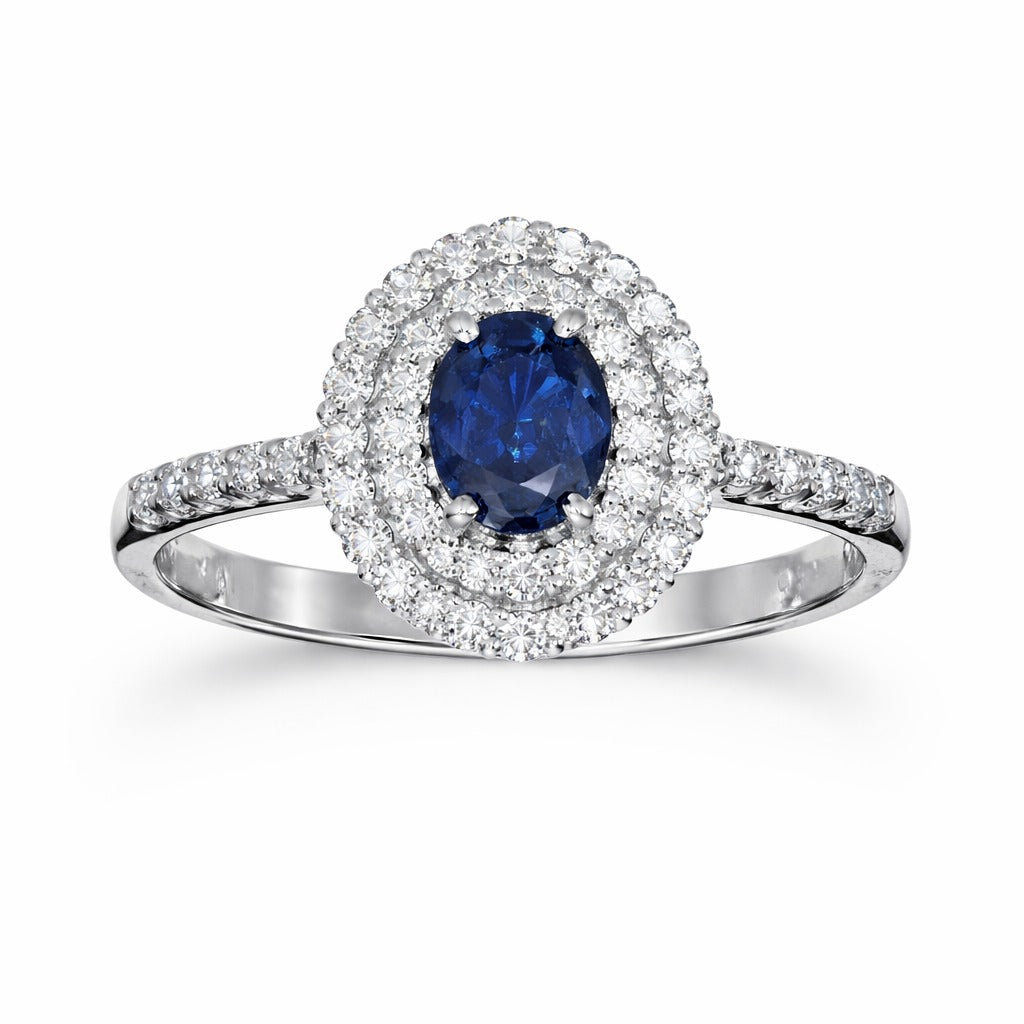 Anello con Zaffiro e Diamanti
