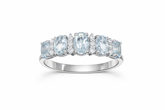 Anello Acquamarina e Diamanti